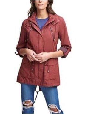 ❤️ Levi's Maroon Women's Plus Size Cotton Hooded Anorak Jacket